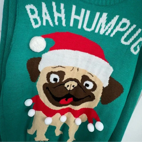 Amazing ugly Christmas sweater with pug -Large - Picture 2 of 7